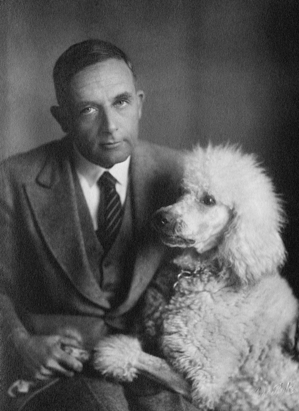 Otto Heinrich Warburg with dog.